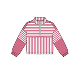 Preorder MOQ 5 pcs GLS0112 Solid Color Stripe Red Pullover Yoga Girls Shorts Set