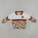 GT1723 Thanksgiving Day Turkey Pumpkin Bows Kids Girls Zipper Pullover