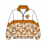 Preorder Samples GT1723 Thanksgiving Day Turkey Pumpkin Bows Kids Girls Zipper Pullover