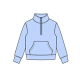 Preorder MOQ 5 pcs Each Style Solid Color Colorful Zipper Kids Pullover Shirt
