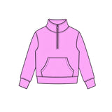 Preorder MOQ 5 pcs Each Style Solid Color Colorful Zipper Kids Pullover Shirt