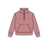 Preorder MOQ 5 pcs Each Style Solid Color Colorful Zipper Kids Pullover Shirt