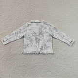 SALE GT1752 Fashion White Denim Jacket With Tassel