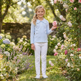 GT1755 Light Blue Stripe Kids Girls Zipper Pullover
