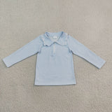 GT1755 Light Blue Stripe Kids Girls Zipper Pullover