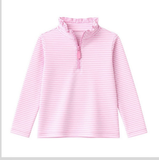 Preorder MOQ 5 pcs Each Colorful Stripe Zipper Kids Girls Pullover Shirt