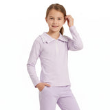 GT1758 Light Purple Stripe Kids Girls Zipper Pullover