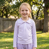 GT1758 Light Purple Stripe Kids Girls Zipper Pullover