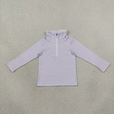GT1758 Light Purple Stripe Kids Girls Zipper Pullover