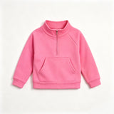 Preorder MOQ 5 pcs Each Solid Color Zipper Yoga Kids Girls Pullover Shirt
