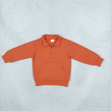 GT1765 Thick Sweatshirts Solid Color Orange Zipper Kids Girls Pullover