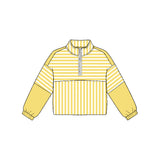 Preorder MOQ 5 pcs GLS0174 Solid Color Stripe Yellow Pullover Yoga Girls Shorts Set