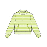 Preorder MOQ 5 pcs Each Color Stripe Zipper Yoga Kids Girls Pullover Shirt