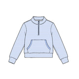 Preorder MOQ 5 pcs Each Color Stripe Zipper Yoga Kids Girls Pullover Shirt