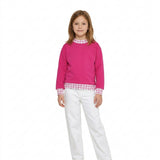 GT1800 Thick Sweatshirts Light Pink Plaid  Middle Neckline Rose Red Pullover