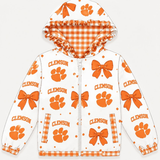 Preorder MOQ 5 pcs Each Styles School Team Mascot Bows Kids Girls Hoodie Coat Jacket