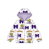Preorder MOQ 5 pcs Each Styles School Team Mascot Bows Kids Girls Hoodie Coat Jacket