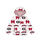 Preorder MOQ 5 pcs Each Styles School Team Mascot Bows Kids Girls Hoodie Coat Jacket
