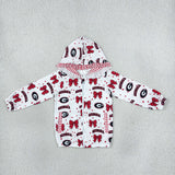 Preorder Restocking GT1831 School Team Red Plaid Ruffle Hoodie Kids Girls Coat