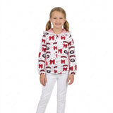 Preorder Restocking GT1831 School Team Red Plaid Ruffle Hoodie Kids Girls Coat