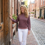 GT1840 Brown Leopard Mockneck Women Adult's Shirt Pullover