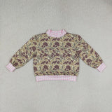 GT1841 Hunting Camo Pink Plaid Mockneck Pullover Kids Girls Shirt Top