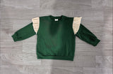 NO MOQ Preorder Samples GLP3698 Solid Color Stripe Ruffles Dark Green Girls Set