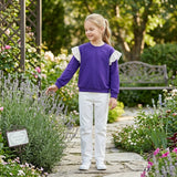 GT1846 Solid Color Stripe Ruffles Dark Purple Kids Girls Shirt Top