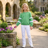 GT1858 Solid Color Ruffles Green Kids Girls Shirt Top