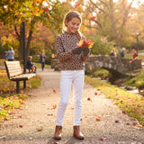 GT1904 Fashion Leopard Print Mockneck Kids Girls Pullover