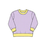 Preorder MOQ 5 pcs Each Style Colorful Plaid Yoga Kids Girls Shirt