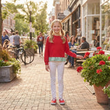 GT1935 Christmas Solid Red Ruffles Pullover Girls Shirt Top
