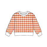 Preorder MOQ 5 pcs GLD1834 Solid Color White Orange Plaid Yoga Girls Skorts Set