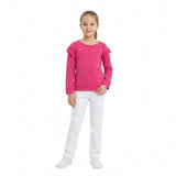 GT1951 Solid Color Rose Red Ruffles Pullover Girls Shirt Top