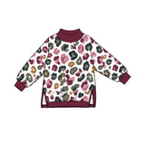 Preorder MOQ 5 pcs GLP3991 Leopard Dark Red Mockneck Yoga Girls Set