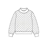 Preorder MOQ 5 pcs Each Style Dots White Mockneck Pullover Mommy and Me Matching Clothes