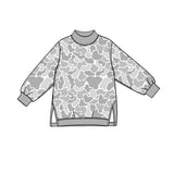 Preorder MOQ 5 pcs GLP3994 Hunting Camo Gray Mockneck Yoga Girls Set