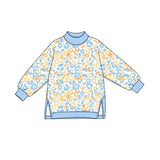 Preorder MOQ 5 pcs GLP4006 Leopard Blue Mockneck Yoga Girls Set