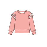Preorder MOQ 5 pcs GLP4059 Solid Color Cotton Ruffles Pink Girls Set