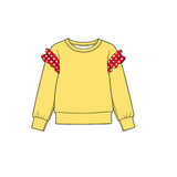 Preorder MOQ 5 pcs GLP4060 Solid Color Cotton Ruffles Yellow Red Girls Set
