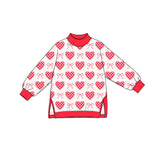 Preorder MOQ 5 pcs GLP4074 Valentine's Day Plaid Love Bows Red Mockneck Yoga Girls Set