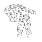 MOQ 5 pcs Each Style Custom Style Gamecock Team Colorable Kids Pajamas Set