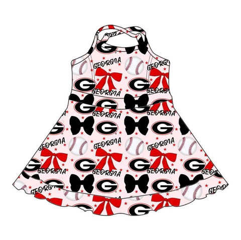 MOQ 8 pcs Custom Style Georgia Bows Team Shorts Liner Girls Dress