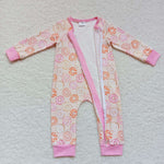 LR0312 Donut Pink Zip Baby Romper Onesie