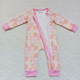 LR0312 Donut Pink Zip Baby Romper Onesie