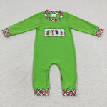 Christmas Embroidery Green Animal Kids Sibling Matching Clothes