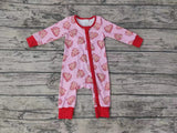 LR0340 Christmas Tree Cake Pink Zip Baby Romper Onesie Girl