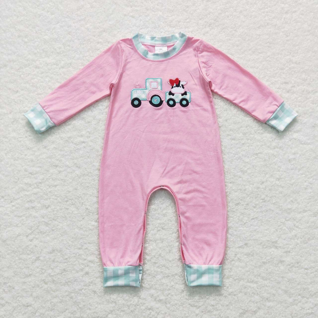 BLP0196/GLP0487/LR0377/LR0376 Embroidery Farm Cow Kids Sibling Matching Clothes