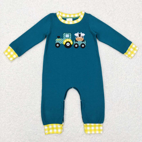 BLP0196/GLP0487/LR0377/LR0376 Embroidery Farm Cow Kids Sibling Matching Clothes
