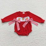 Christmas Embroidery Gingerbread Red Kids Sibiling Matching Clothes